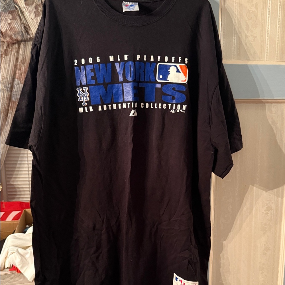 Majestic Black New York Mets 2006 MLB Playoffs Tee